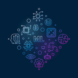 ml - machine learning colored line round vector image