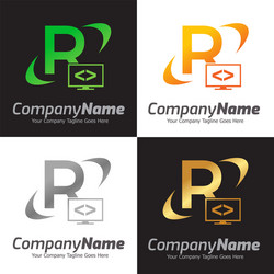 programming code and computer monitor logo vector image