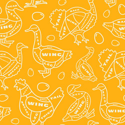 seamless pattern in thin line style for poultry vector