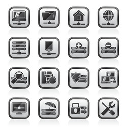 Server hosting and internet icons vector