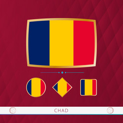 set of chad flags with gold frame for use vector image
