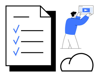 task checklist with cloud storage and multimedia vector image