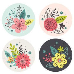 Circle tags with flowers on white background vector