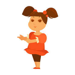 female child showing something with hands isolated vector