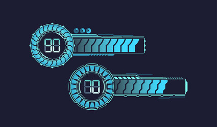 futuristic hud loading bars blue neon vector