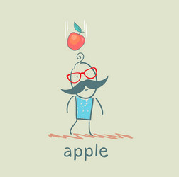 man falls down an apple vector image