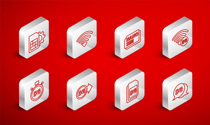 set line 5g network wi-fi wireless nano sim card vector image