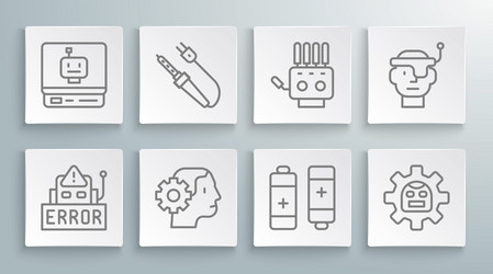 set line error in robot soldering iron humanoid vector image