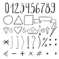 Sketch design elements numbers set of hand drawn vector