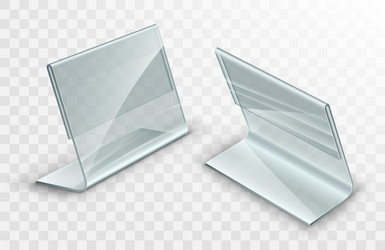 Acrylic table displays set glass or plastic card vector