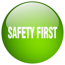 safety first green round gel isolated push button vector image