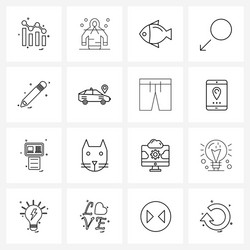 16 interface line icon set modern symbols vector