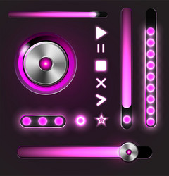 equalizer and player metal buttons with track bar vector