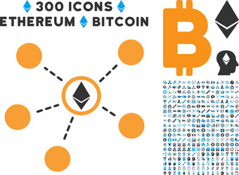 Ethereum network links flat icon with set vector