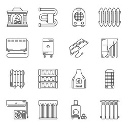heating icons set simple linear images vector image