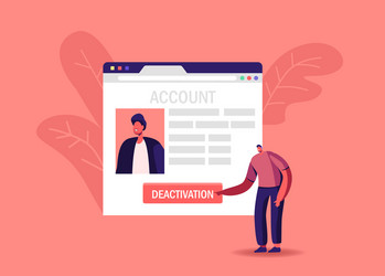 male character push deactivation button delete vector image