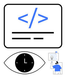 web development with coding symbol clock eye vector image
