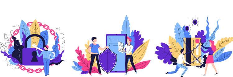 cyber security and safety of personal data in web vector image