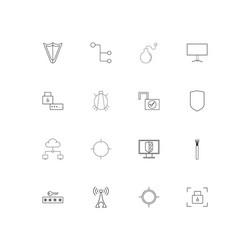 internet security linear thin icons set outlined vector image