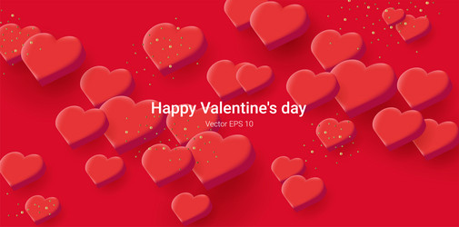 isometric 3d red hearts creating random texture vector image
