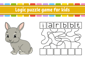 logic puzzle game learning words for kids find vector