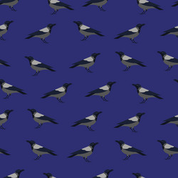 seamless pattern with crows on dark background vector image