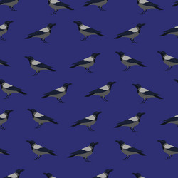 Seamless pattern with crows on dark background vector