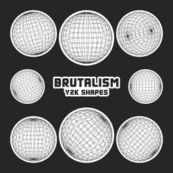 wireframe shapes lined sphere perspective mesh vector image