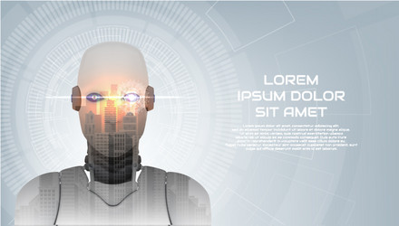 cybernetic robot concept web banner vector image