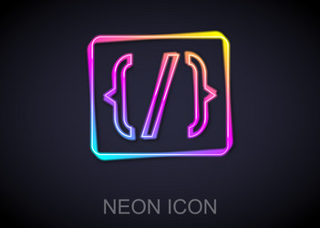 glowing neon line programming language syntax icon vector image