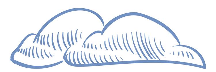 hand drawn cloud simple curved shape sky vector