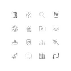 Internet security linear thin icons set outlined vector