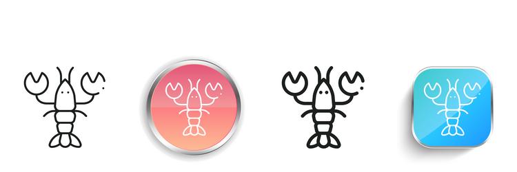 lobster icon thin linear regular and button style vector image