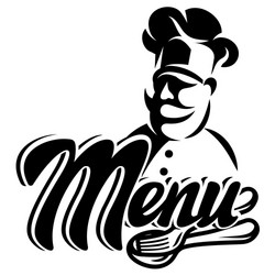 monochrome template for a menu with chef vector image