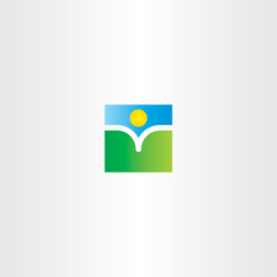 Natural book and sun landscape logo vector