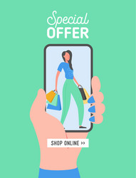 online shopping banner concept sale mobile app vector