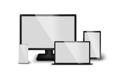 Realistic 3D Computer Screens Set vector
