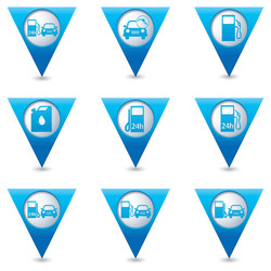 set of 9 transport blue triangular map pointer vector