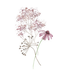 Watercolor Wildflower Bouquet Vector Image