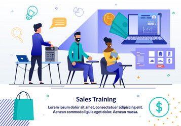 Online sales business training flat banner vector