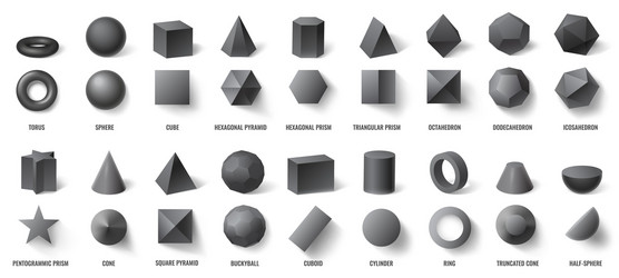 3d shapes template realistic Royalty Free Vector Image