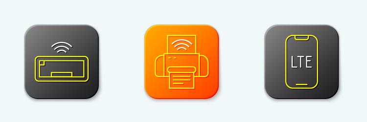 set line computer keyboard smart printer system vector image