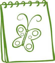 A notebook with an image of butterfly vector