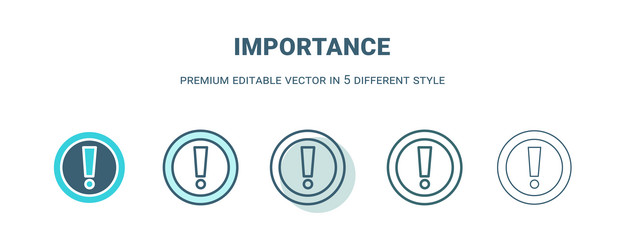 importance icon in 5 different style outline vector image