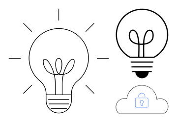 lightbulb with glow lines and cloud lock concept vector image