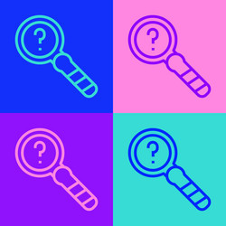 pop art line unknown search icon isolated on color vector