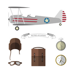set of pilot objects vector image