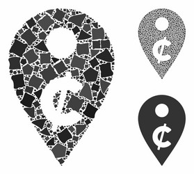 Cent map marker composition icon bumpy elements vector