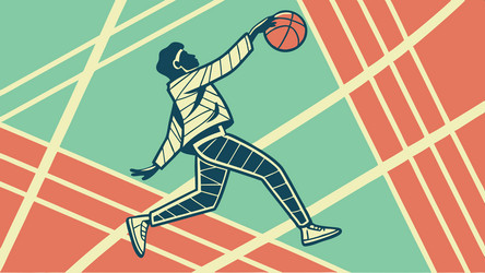 dynamic basketball player running on abstract vector image