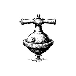 eccentric mechanical device sketch with textured vector image
